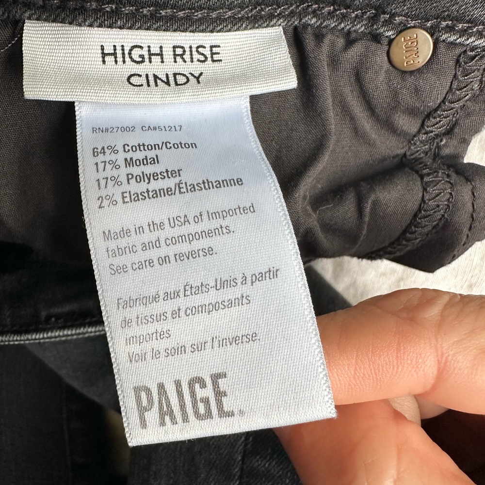 Paige High Rise Straight Ankle Jeans Black Stretch Denim Size 27 - Picture 9 of 12
